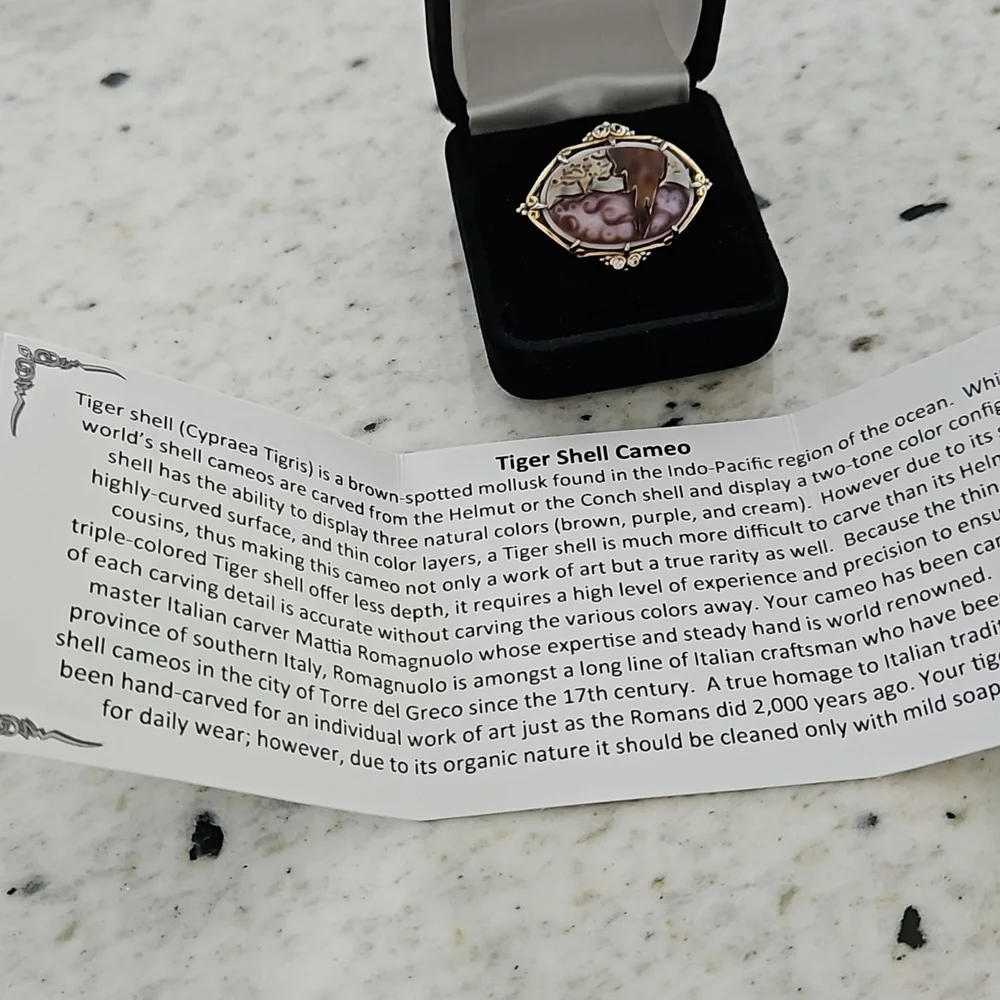 Tiger shell cameo silver ring - Picture 6 of 7